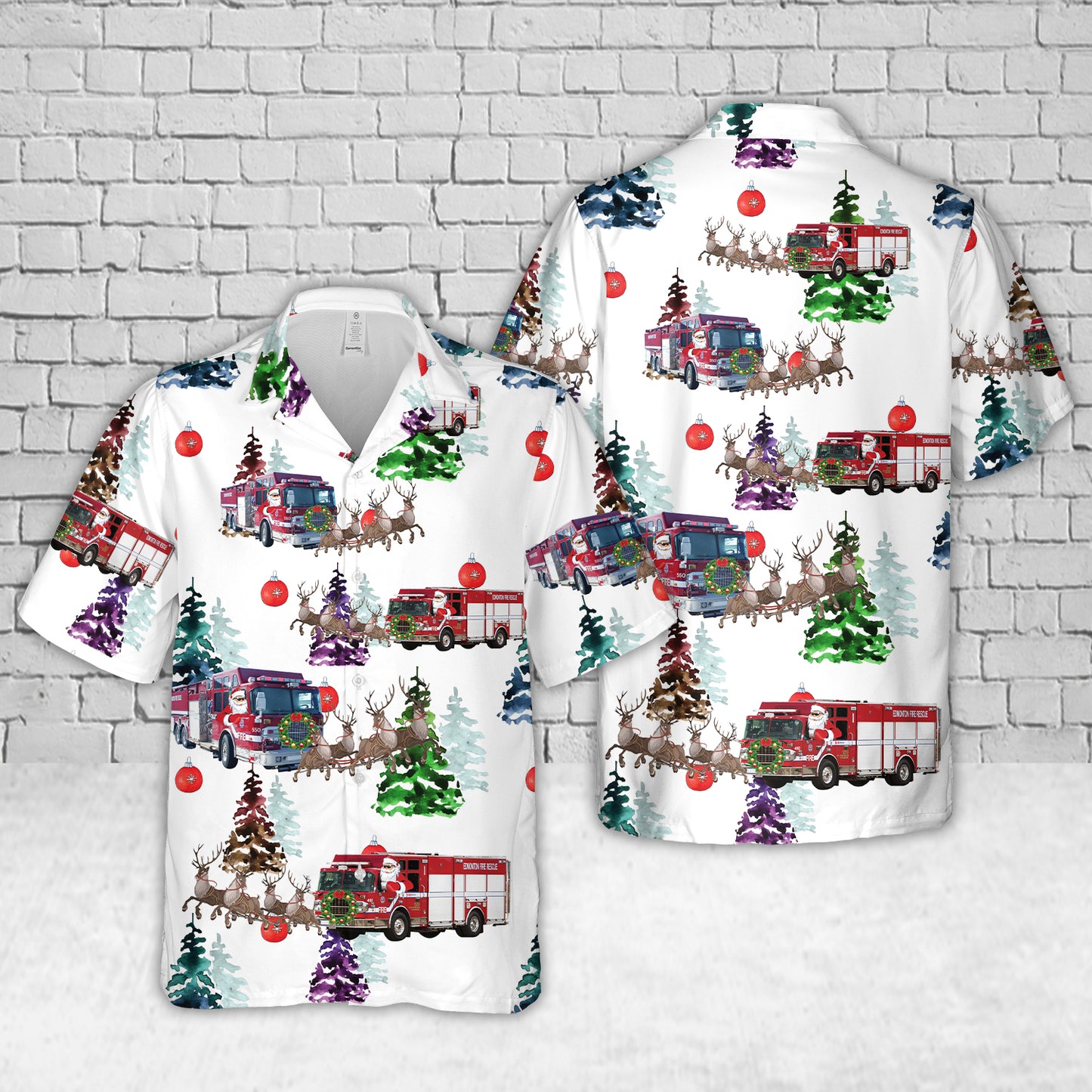 Edmonton Fire Rescue Services Fire Engine Hawaiian Shirt