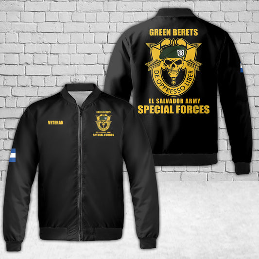 El Salvador Army Green Beret Special Forces AOP Fleece Bomber Jacket