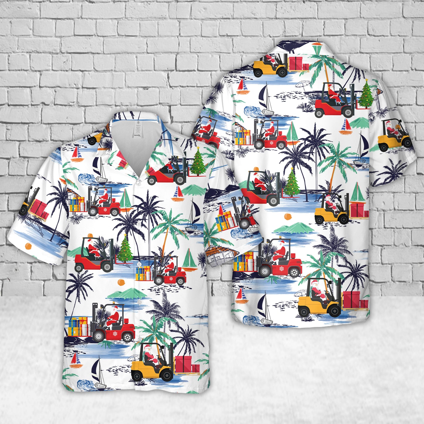 Electric Forklift Santa Hawaiian Shirt