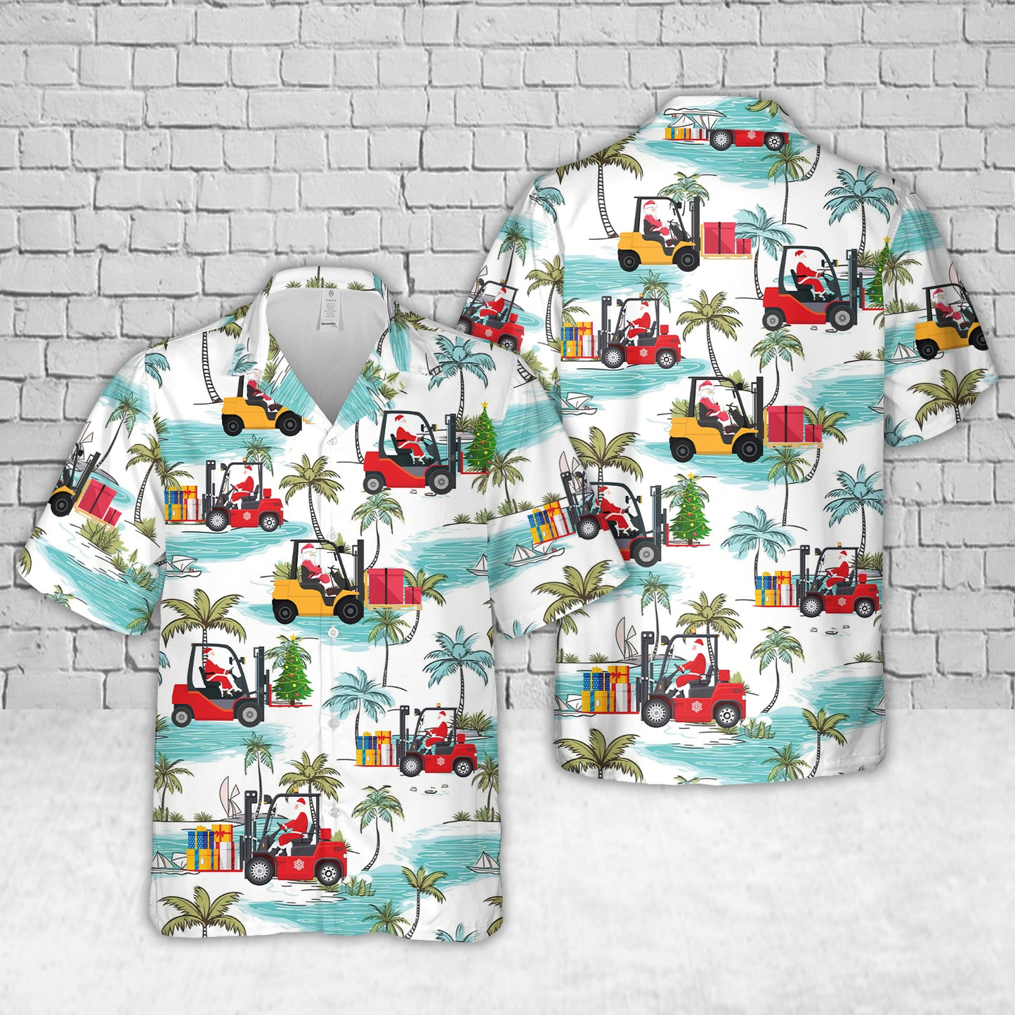 Electric Forklift Santa Hawaiian Shirt