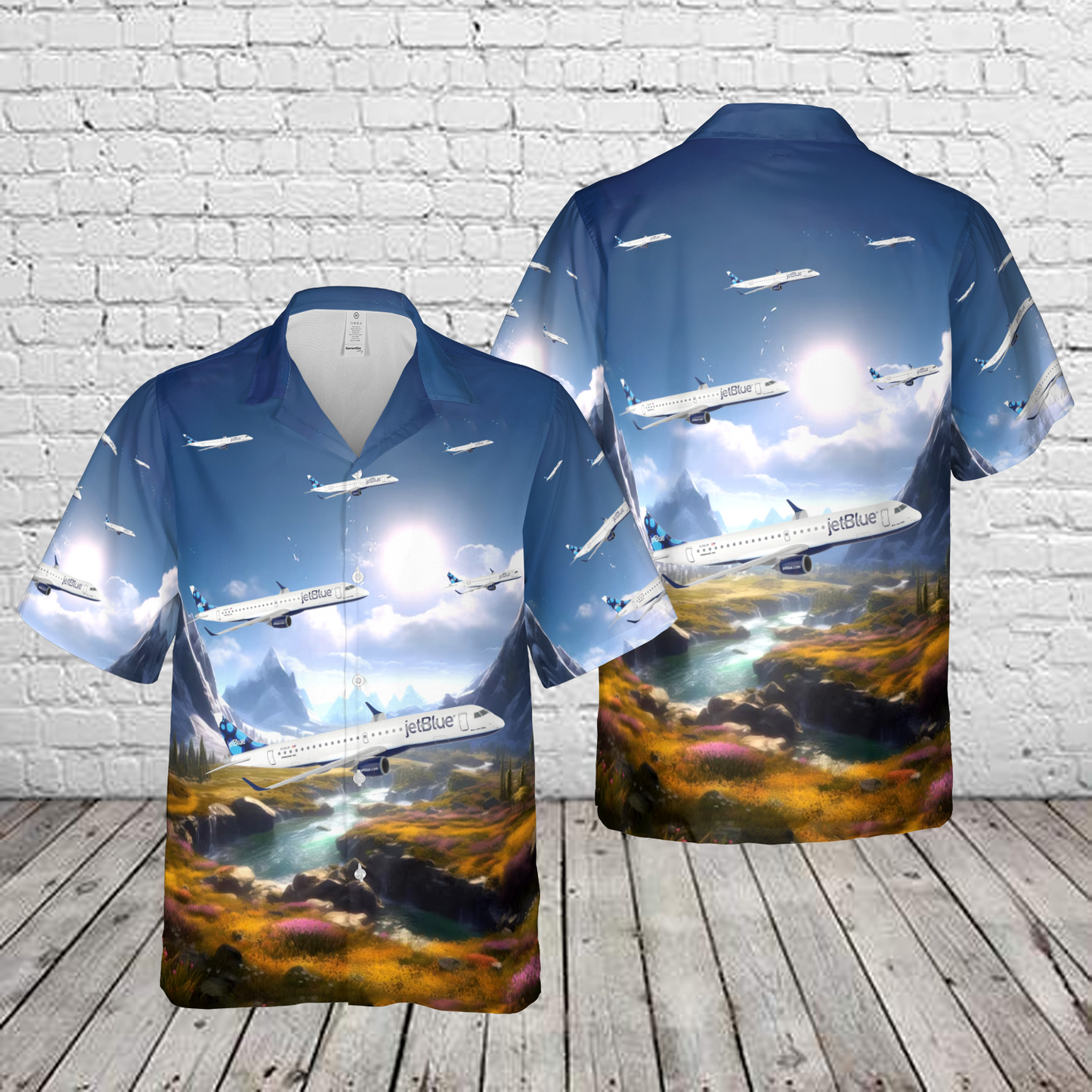 Embraer E190 E-190 JetBlue "Blueberries" Hawaiian Shirt