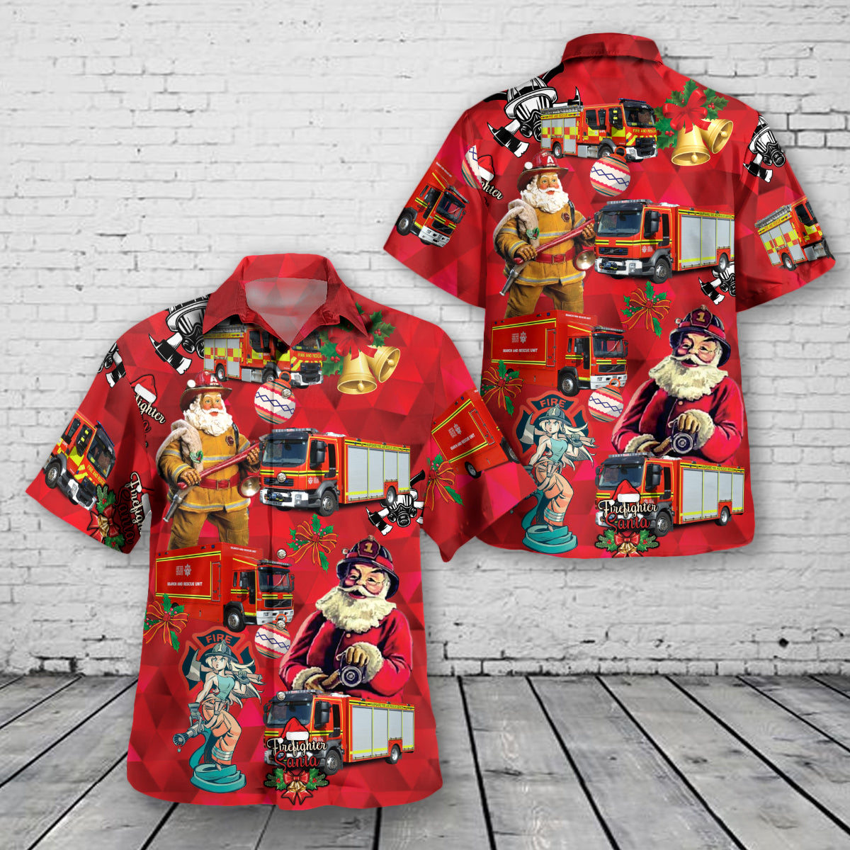 England, Hampshire & Isle of Wight Fire and Rescue Service Christmas Hawaiian Shirt