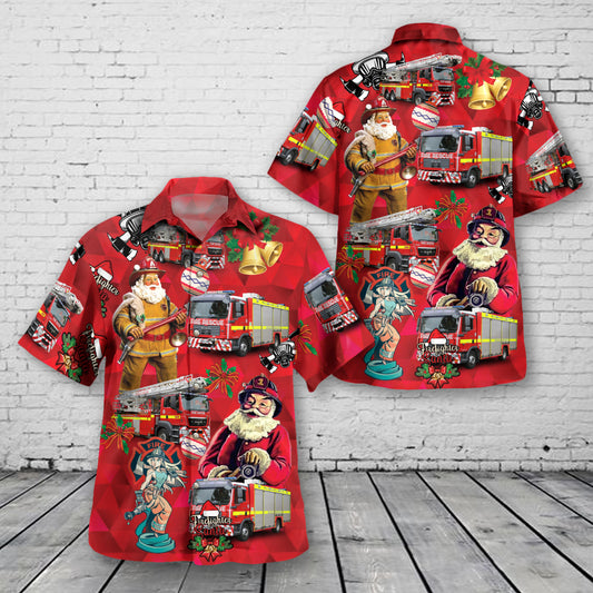 England, United Kingdom, Devon and Somerset Fire and Rescue Service Christmas Hawaiian Shirt