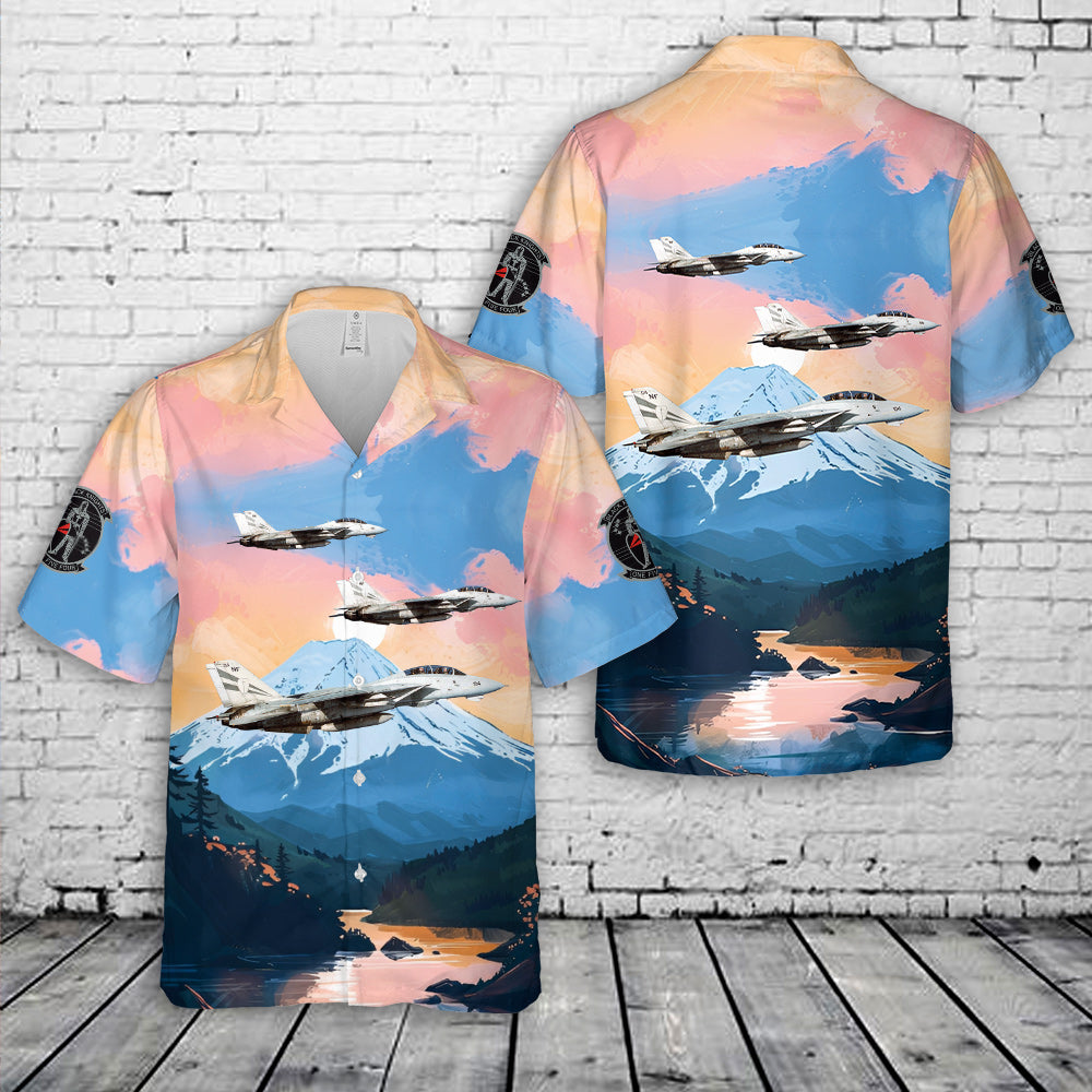 F-14 from the Black Knights VF-154 flying by Mt Fuji Hawaiian Shirt