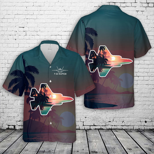 F22 Raptor Beach & Palm Tree Hawaiian Shirt
