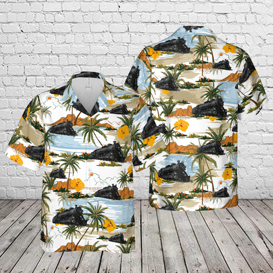 FRISCO Railroad T-54 Mountains & 1522 Entourage Locomotive Hawaiian Shirt