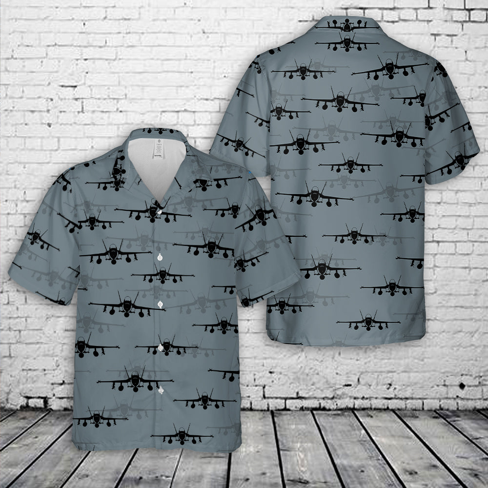 F/A-18 Hornet Aircraft Silhouettes Hawaiian Shirt