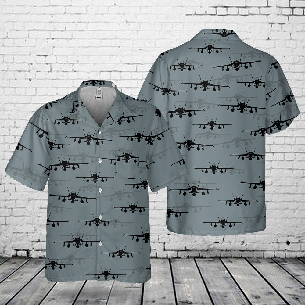 F/A-18 Hornet Aircraft Silhouettes Pocket Hawaiian Shirt