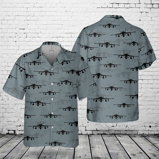 F/A-18 Hornet Aircraft Silhouettes Pocket Hawaiian Shirt