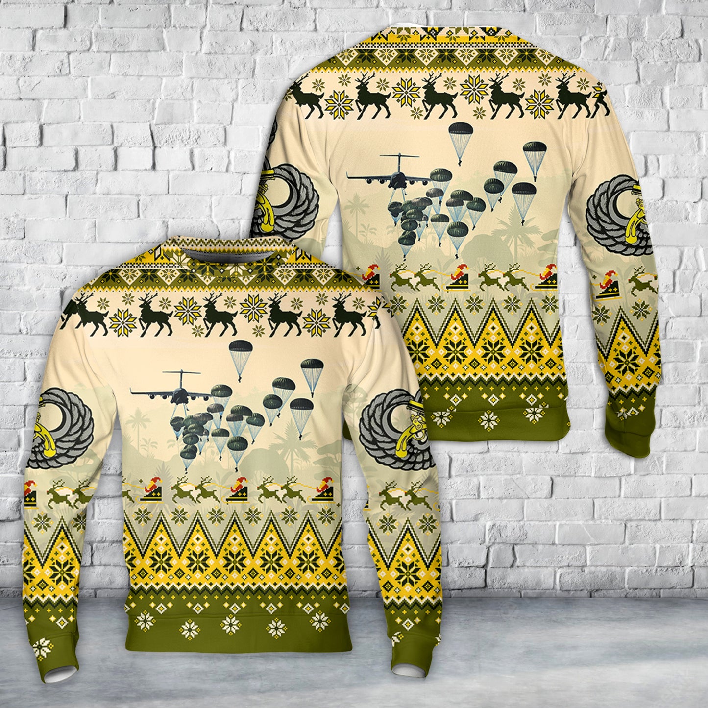 US Army Paratroopers With 118th Military Police Company Airborne Parachute Christmas Sweater