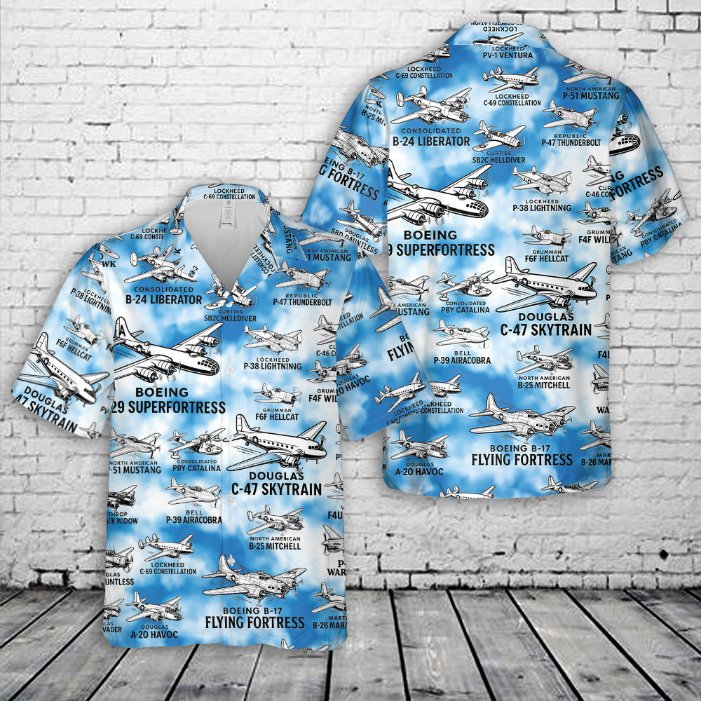 Famous American WWII Aircrafts Hawaiian Shirt
