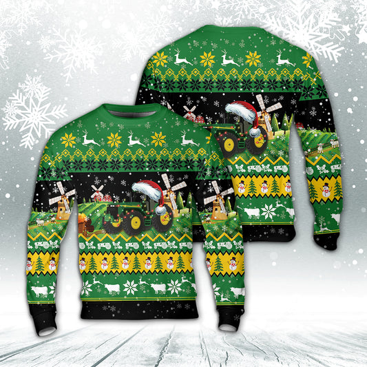 Farm Tractor Christmas AOP Sweater