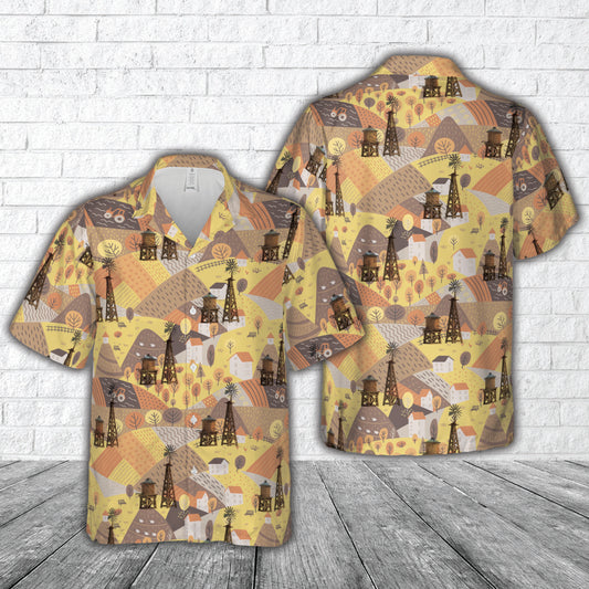 Farm Windmill and Water Tank Hawaiian Shirt