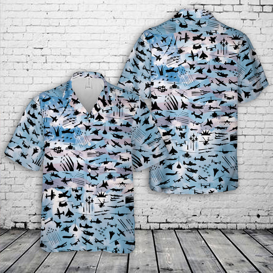 Fighter Jets on American Flag Hawaiian Shirt