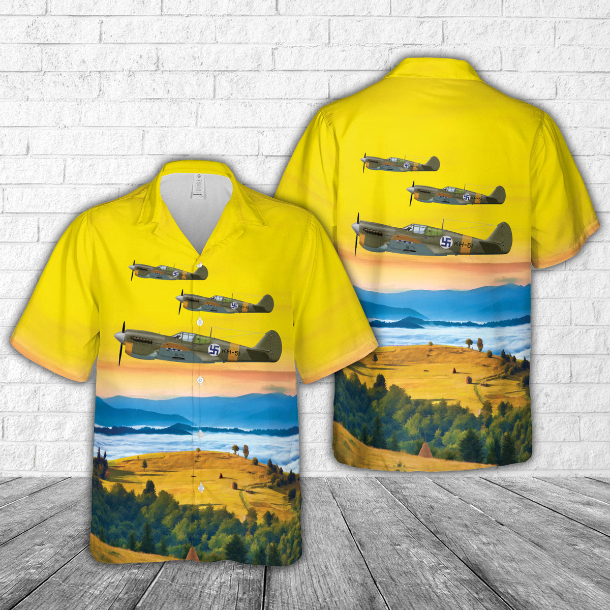 Finnish Air Force Curtiss P-40 Warhawk WWII Hawaiian Shirt