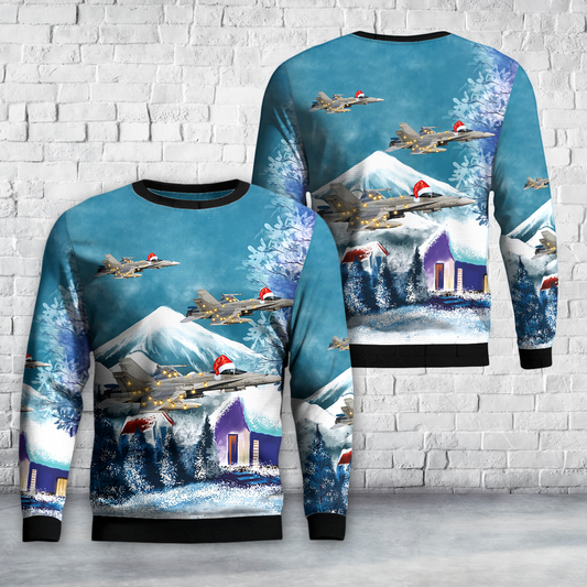 Finnish Air Force Ilmavoimat McDonnell Douglas F-18C Hornet Christmas Sweater