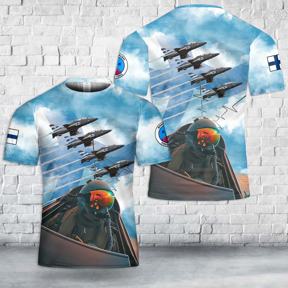 Finnish Air Force Midnight Hawks aerobatic display team T-Shirt 3D