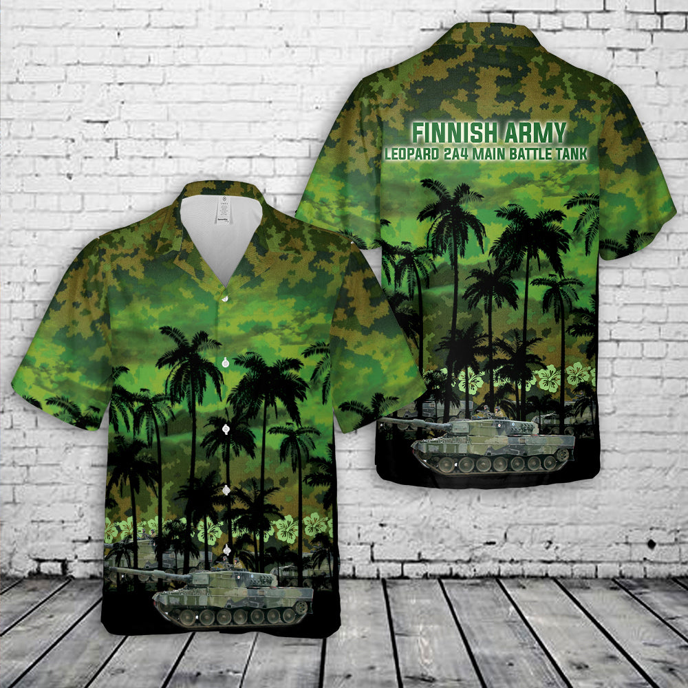 Finnish Army Leopard 2A4 Main Battle Tank Hawaiian Shirt