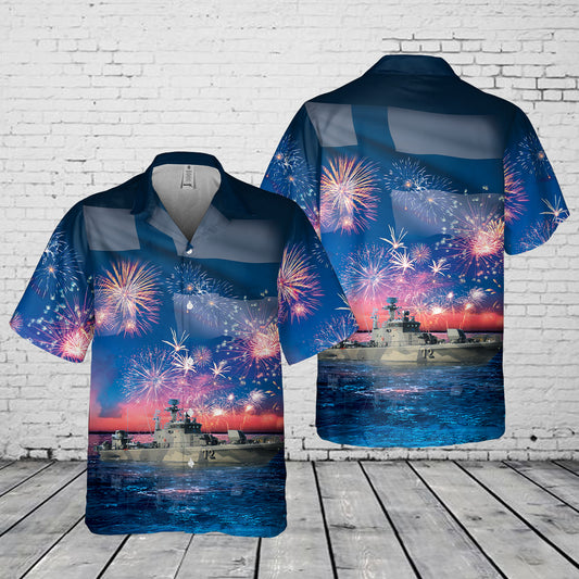 Finnish Navy, Independence Day FNS Porvoo 72 Pocket Hawaiian Shirt
