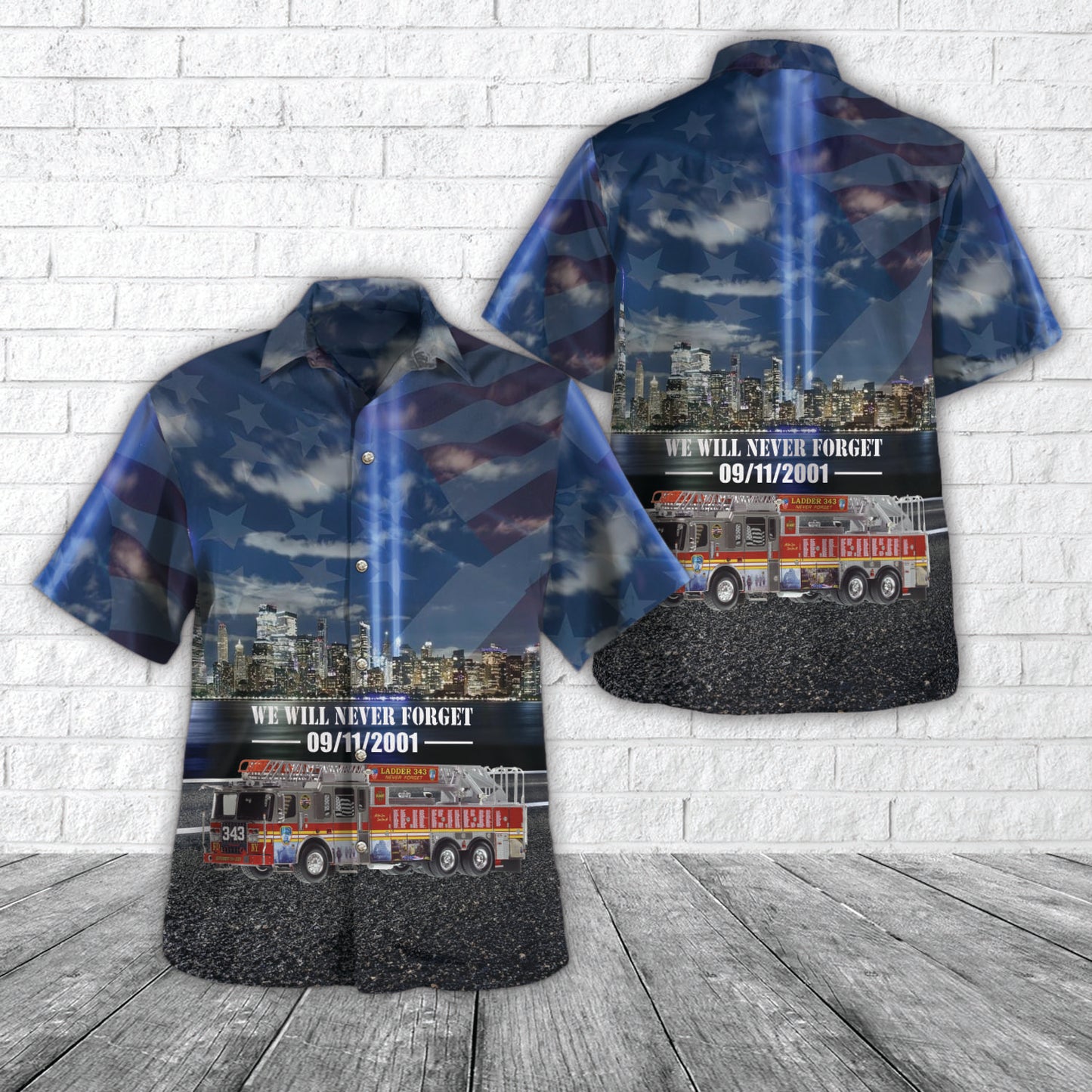 Fire Department City of New York Ladder 343 - Citywide, September 11 Never Forget Hawaiian Shirt