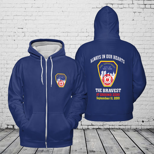 Fire Department of New York 9/11 Always in Our Hearts AOP Zip Hoodie