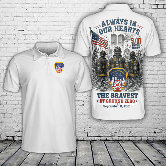 Fire Department of New York 9/11 Always in Our Hearts Polo Shirt