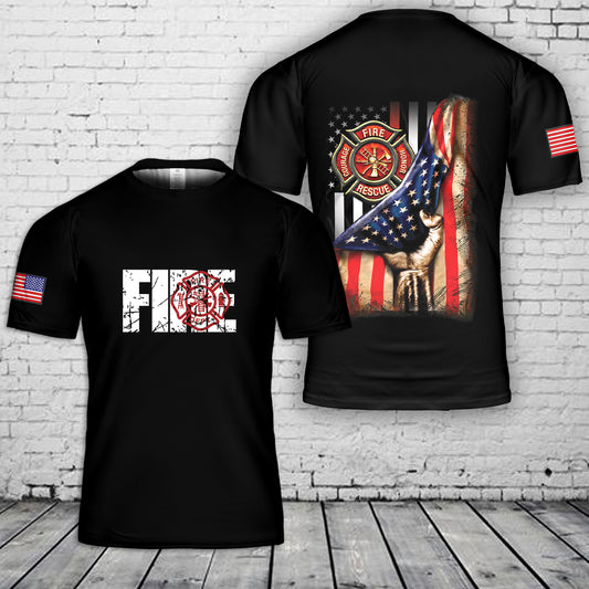 Fire Fighter Flag, 4th Of July 3D T-Shirt