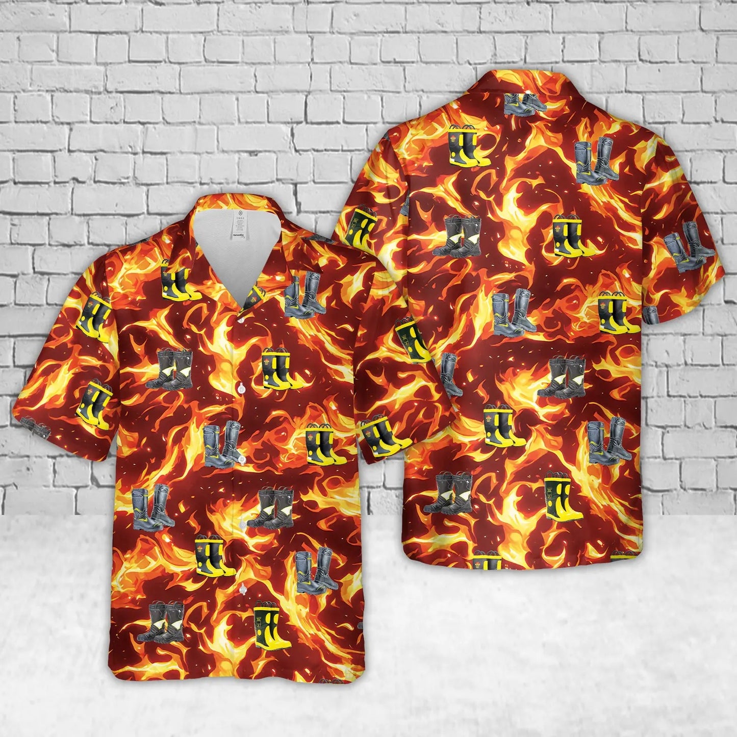 Fire Fighting Boot Hawaiian Shirt
