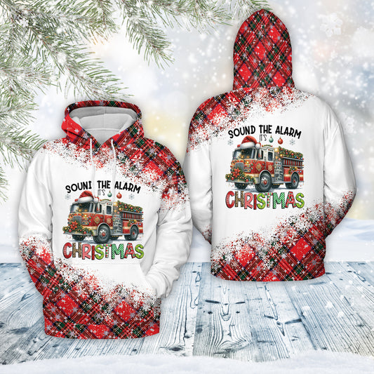 Fire Truck Firefighter Christmas 3D Hoodie