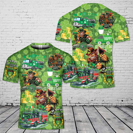 Fire Truck St Patrick's Day T-Shirt 3D
