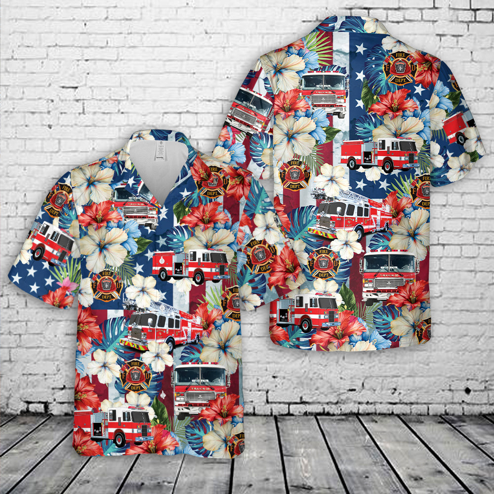 Fire Trucks, 4th Of July Hawaiian Shirt