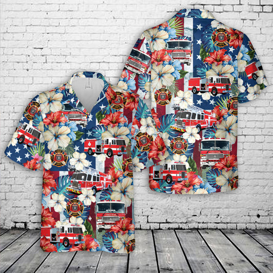 Fire Trucks, 4th Of July Hawaiian Shirt