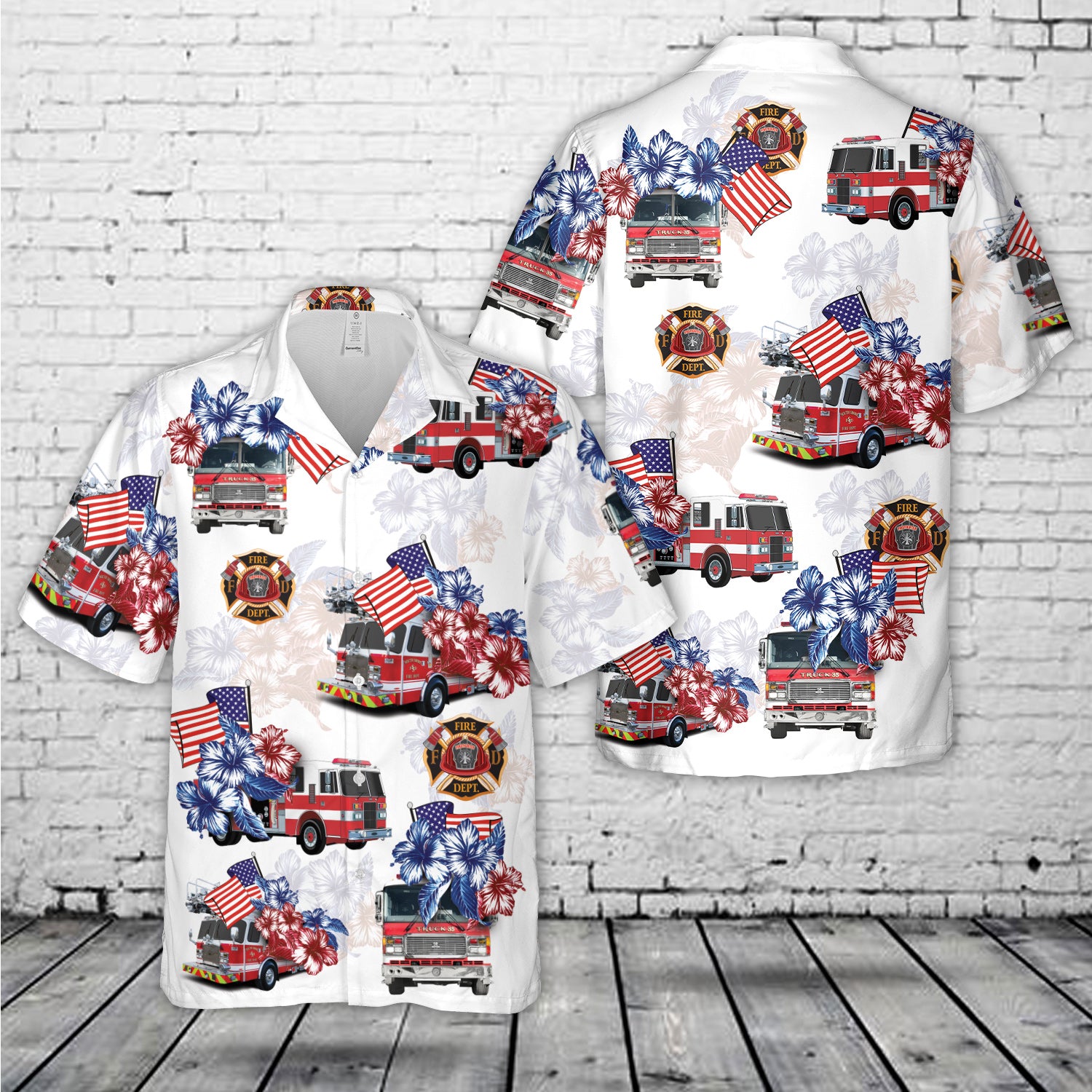 Fire Trucks Firefighter, 4th Of July Hawaiian Shirt – Merch Gears