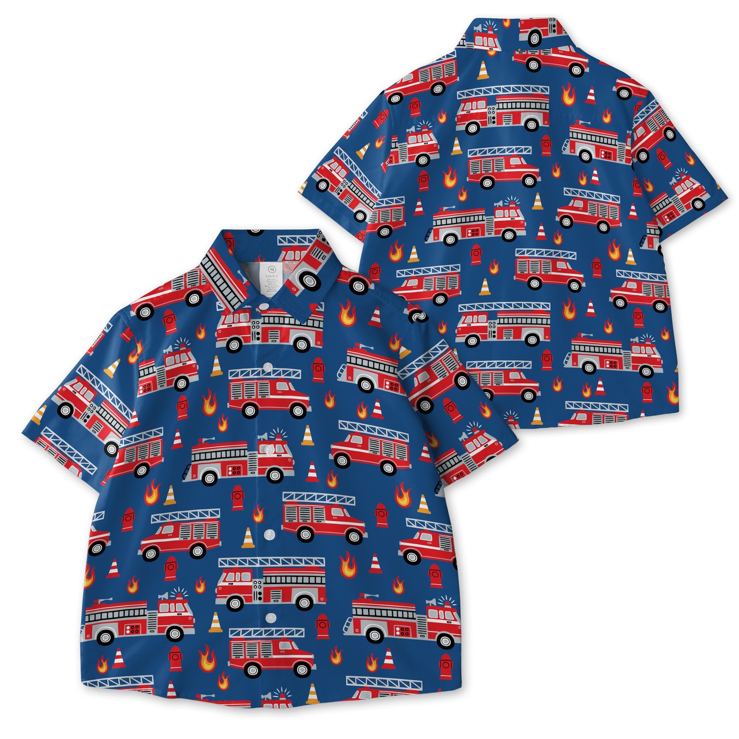 Fire Trucks Seamless AOP Youth Button Down Shirt