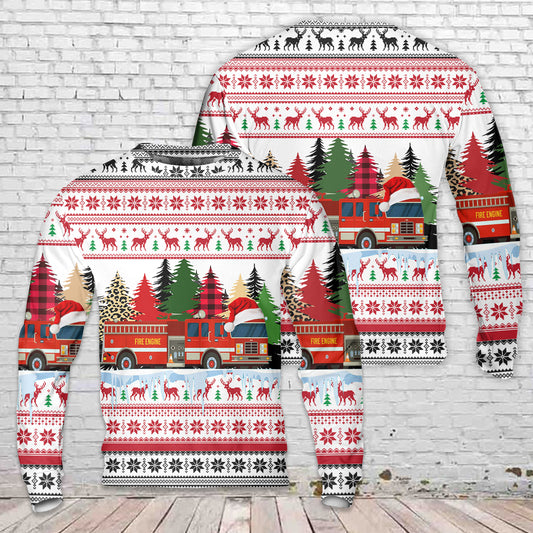 Fire Water Tanker Christmas Sweater