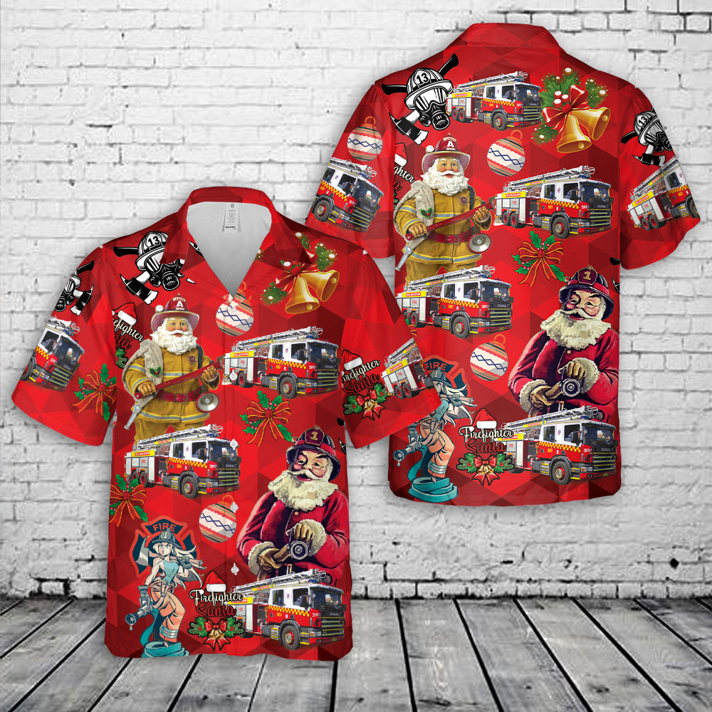 Fire and Rescue New South Wales SEV, Scania P94 Telesqurt Aerial Appliance Christmas Hawaiian Shirt