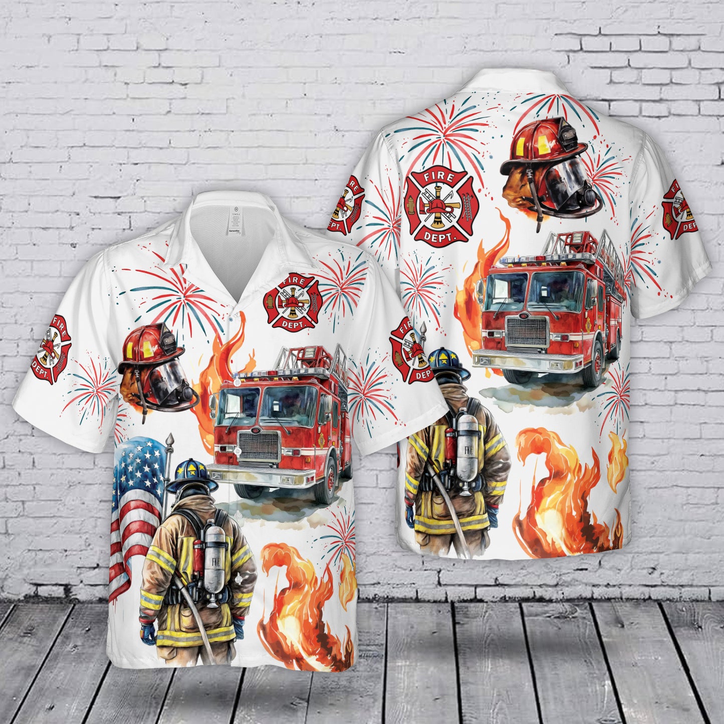Firefighter 4th Of July Hawaiian Shirt