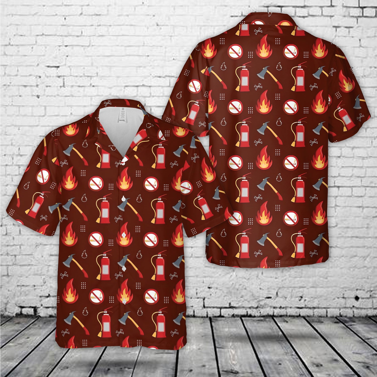 Firefighter Fire Extinguisher No Smoking Sign Hawaiian Shirt – Merch Gears
