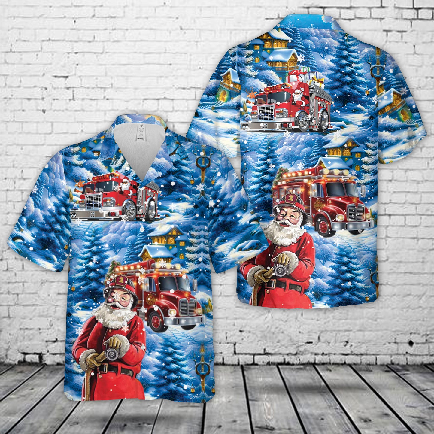 Firefighter Fire Truck Christmas Hawaiian Shirt