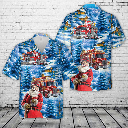 Firefighter Fire Truck Christmas Hawaiian Shirt