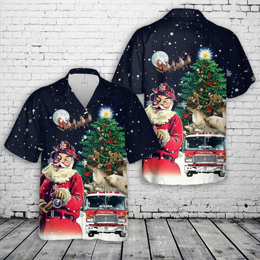 Firefighter Fire Truck Christmas Hawaiian Shirt