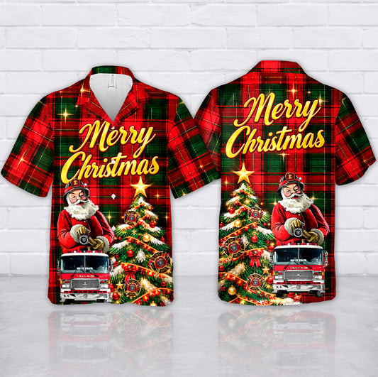 Firefighter Fire Truck Christmas Hawaiian Shirt