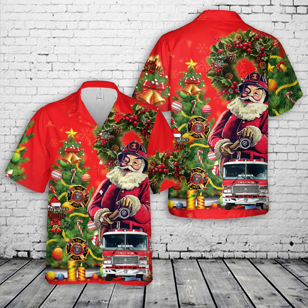 Firefighter Fire Truck Christmas Hawaiian Shirt
