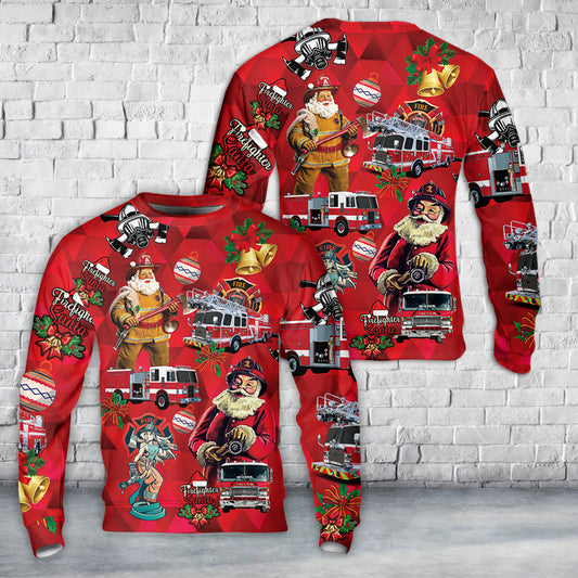 Firefighter Fire Truck Christmas Sweater