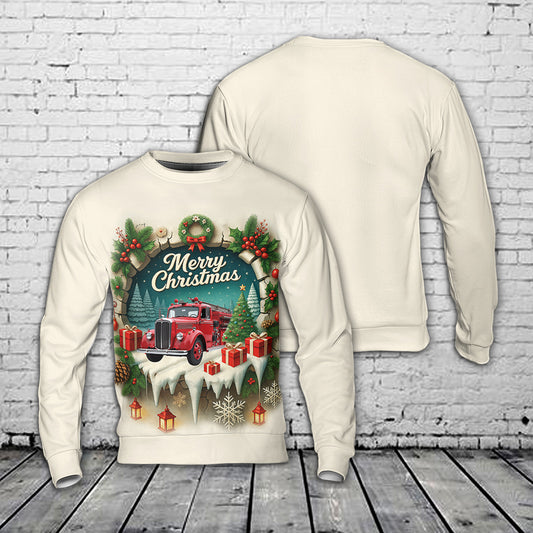 Firefighter Fire Truck Christmas Sweater