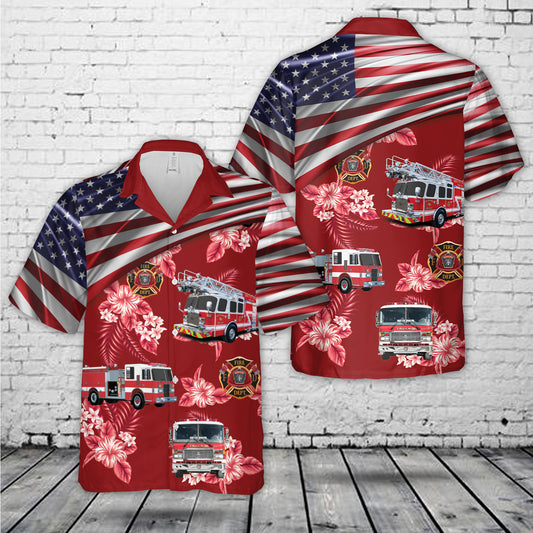 Firefighter Fire Truck Hawaiian Shirt