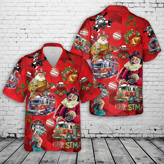 Firefighter Fire Trucks Christmas Hawaiian Shirt