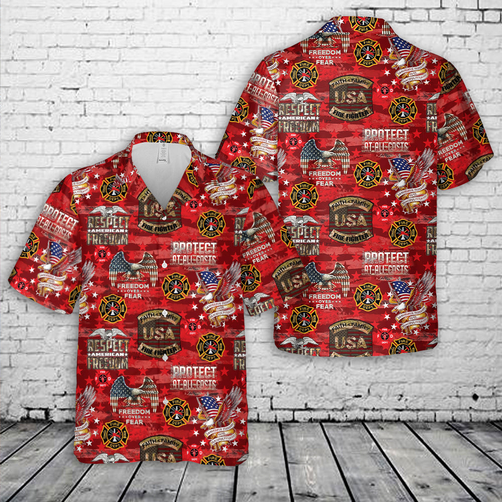 Firefighter Flag Hawaiian Shirt