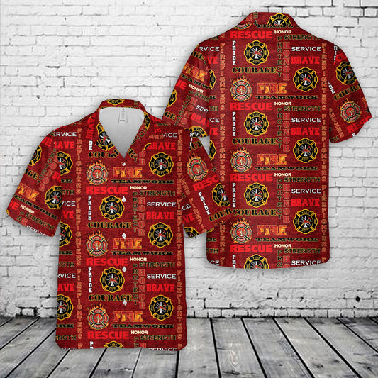 Firefighter Red Hawaiian Shirt