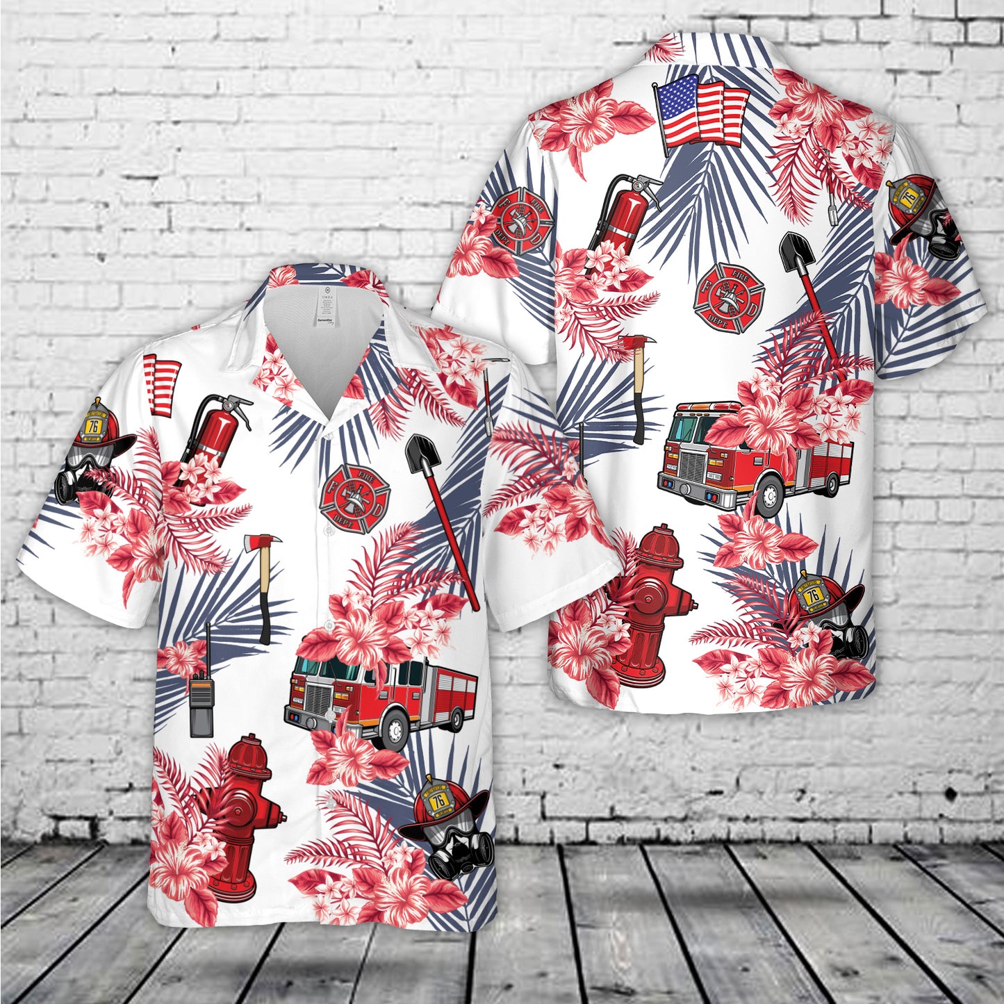 Firefighter Tropical Hawaiian Shirt